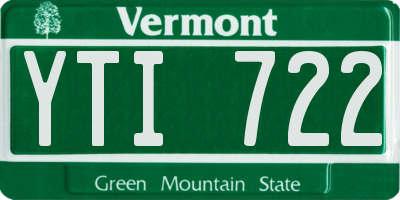 VT license plate YTI722