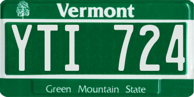 VT license plate YTI724