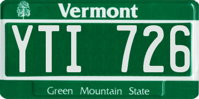 VT license plate YTI726