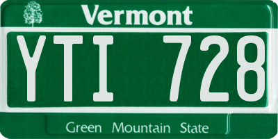 VT license plate YTI728