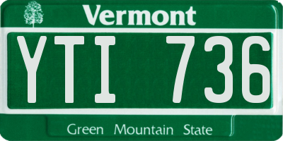 VT license plate YTI736