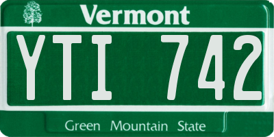 VT license plate YTI742