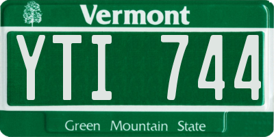 VT license plate YTI744