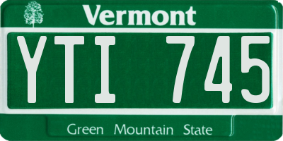 VT license plate YTI745
