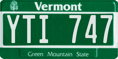 VT license plate YTI747