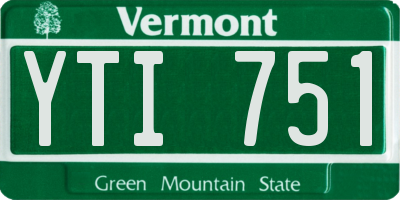 VT license plate YTI751