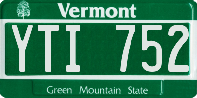 VT license plate YTI752
