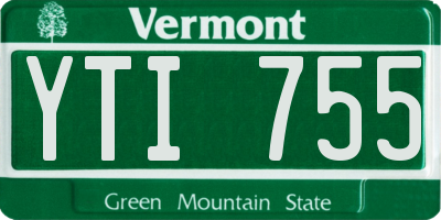 VT license plate YTI755