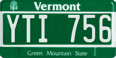 VT license plate YTI756