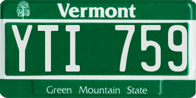 VT license plate YTI759
