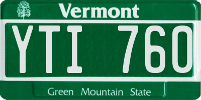 VT license plate YTI760