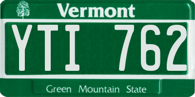 VT license plate YTI762