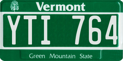 VT license plate YTI764