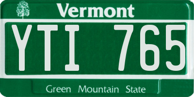 VT license plate YTI765