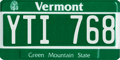 VT license plate YTI768