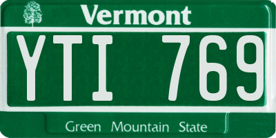 VT license plate YTI769