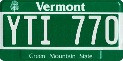 VT license plate YTI770