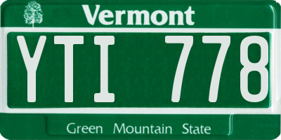 VT license plate YTI778