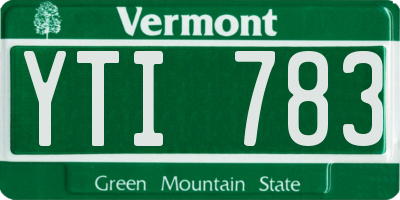 VT license plate YTI783