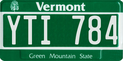 VT license plate YTI784