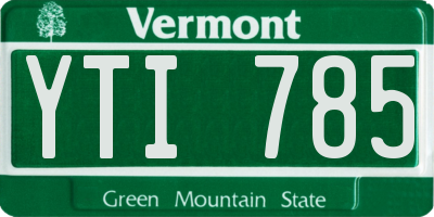VT license plate YTI785