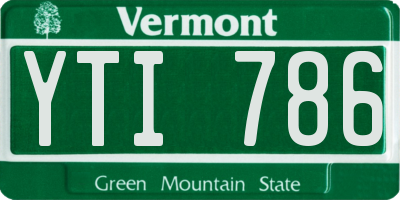 VT license plate YTI786