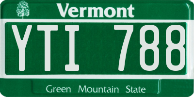 VT license plate YTI788