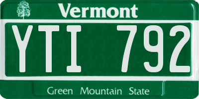VT license plate YTI792