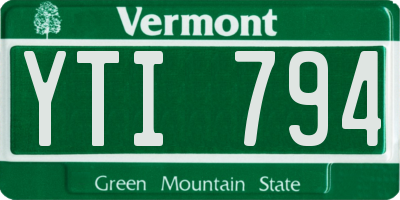 VT license plate YTI794