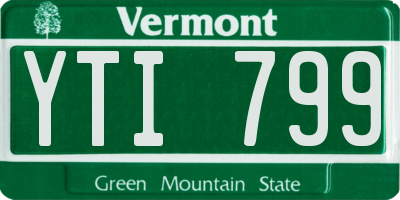 VT license plate YTI799