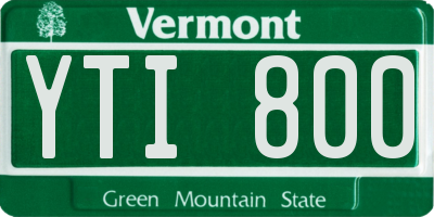 VT license plate YTI800
