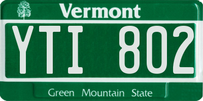 VT license plate YTI802