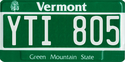 VT license plate YTI805