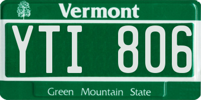 VT license plate YTI806