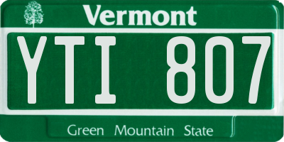 VT license plate YTI807