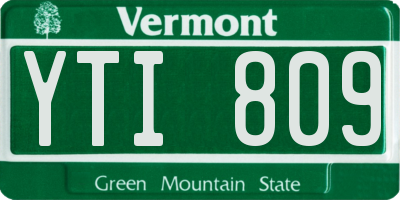 VT license plate YTI809