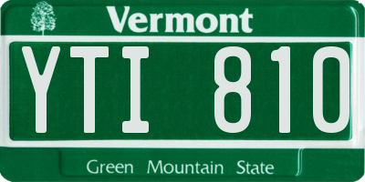 VT license plate YTI810
