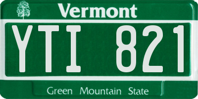 VT license plate YTI821
