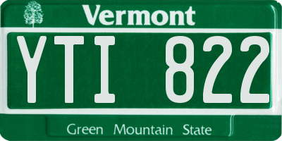VT license plate YTI822