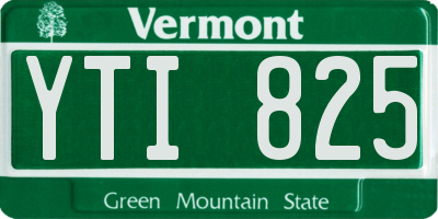 VT license plate YTI825