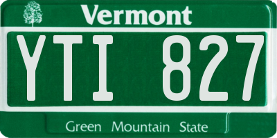 VT license plate YTI827