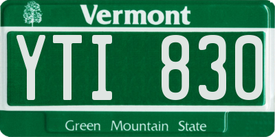 VT license plate YTI830