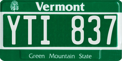 VT license plate YTI837