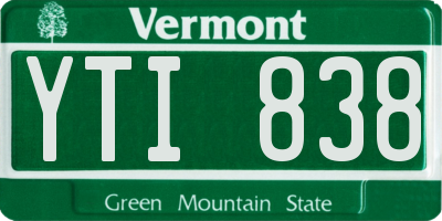VT license plate YTI838
