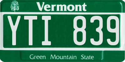 VT license plate YTI839