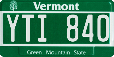 VT license plate YTI840
