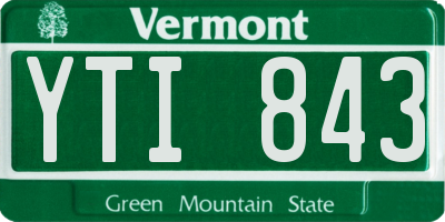 VT license plate YTI843