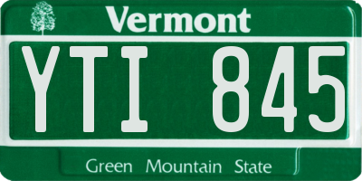 VT license plate YTI845