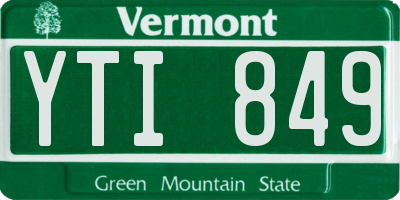 VT license plate YTI849