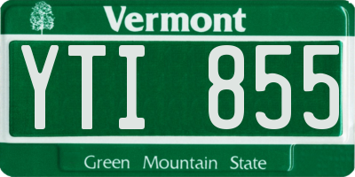 VT license plate YTI855